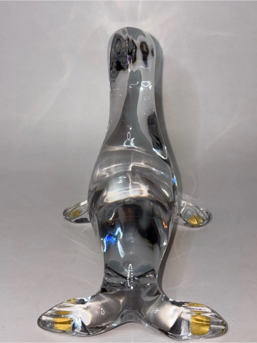 Daum France Crystal Seal or Sea Lion Clear 3.75”x5.5”x4.75” Solid Signed